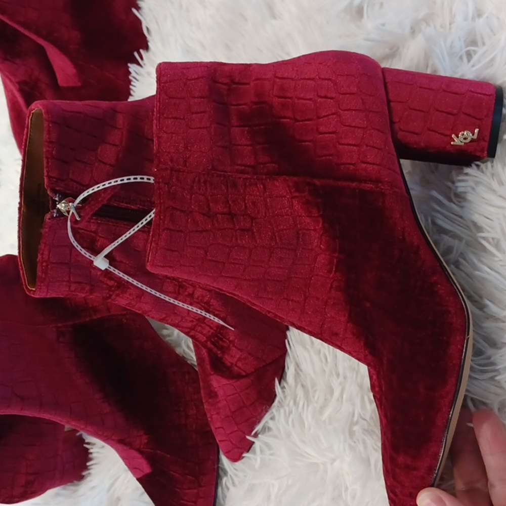 New KURT GEIGER BURLINGTON CROC EMBOSS ANKLE BOOTIE Burgandy EU 38.5